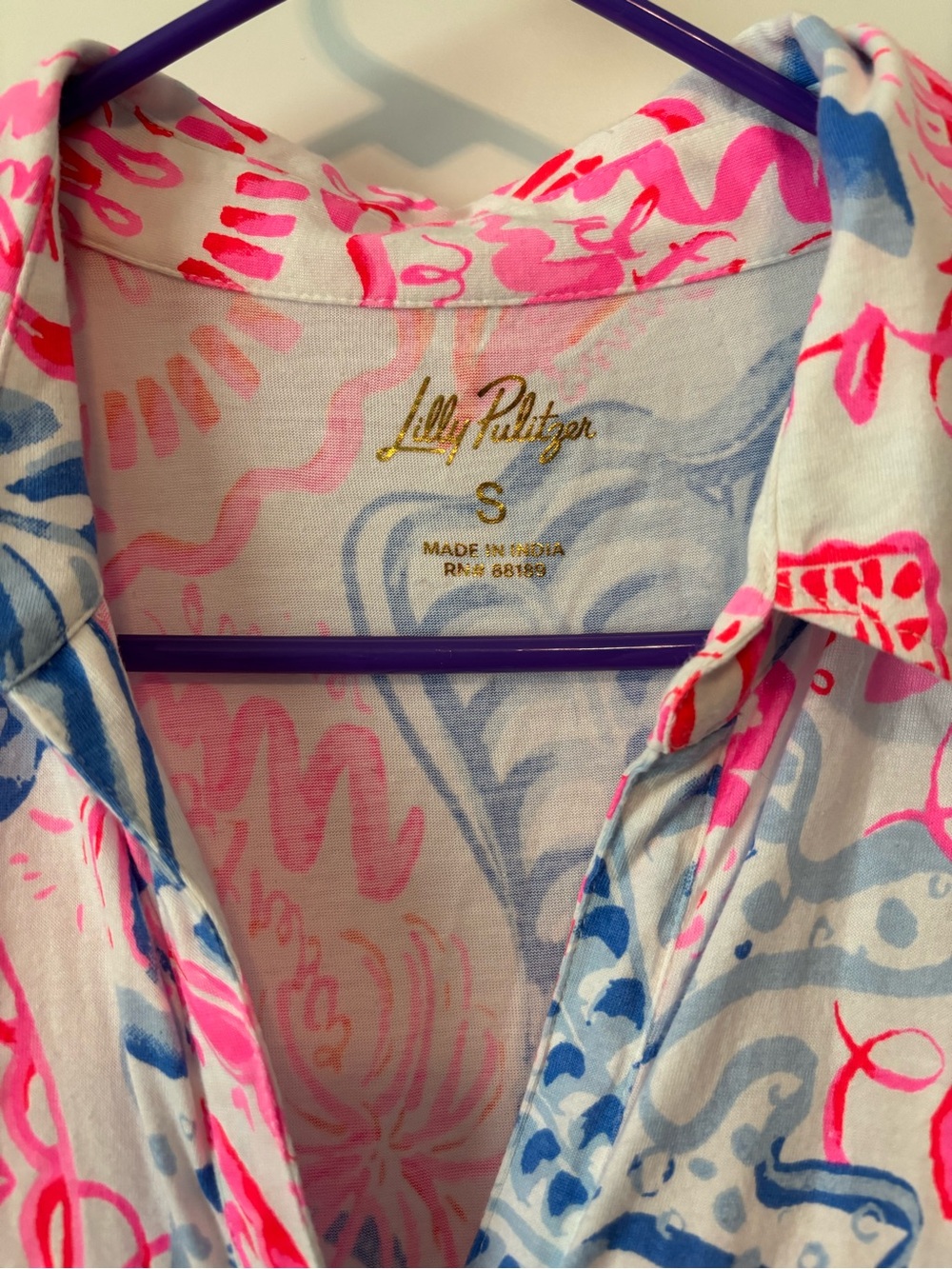 Lilly Pulitzer Arley Button Dress Sun Sea Sand Blue Pink Red White Sz S - EUC! - Picture 2 of 6